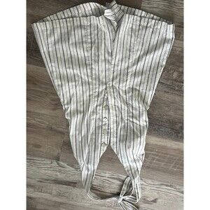 Women’s Teens White Short Romper Button down halter Shorts SMall like new stripe